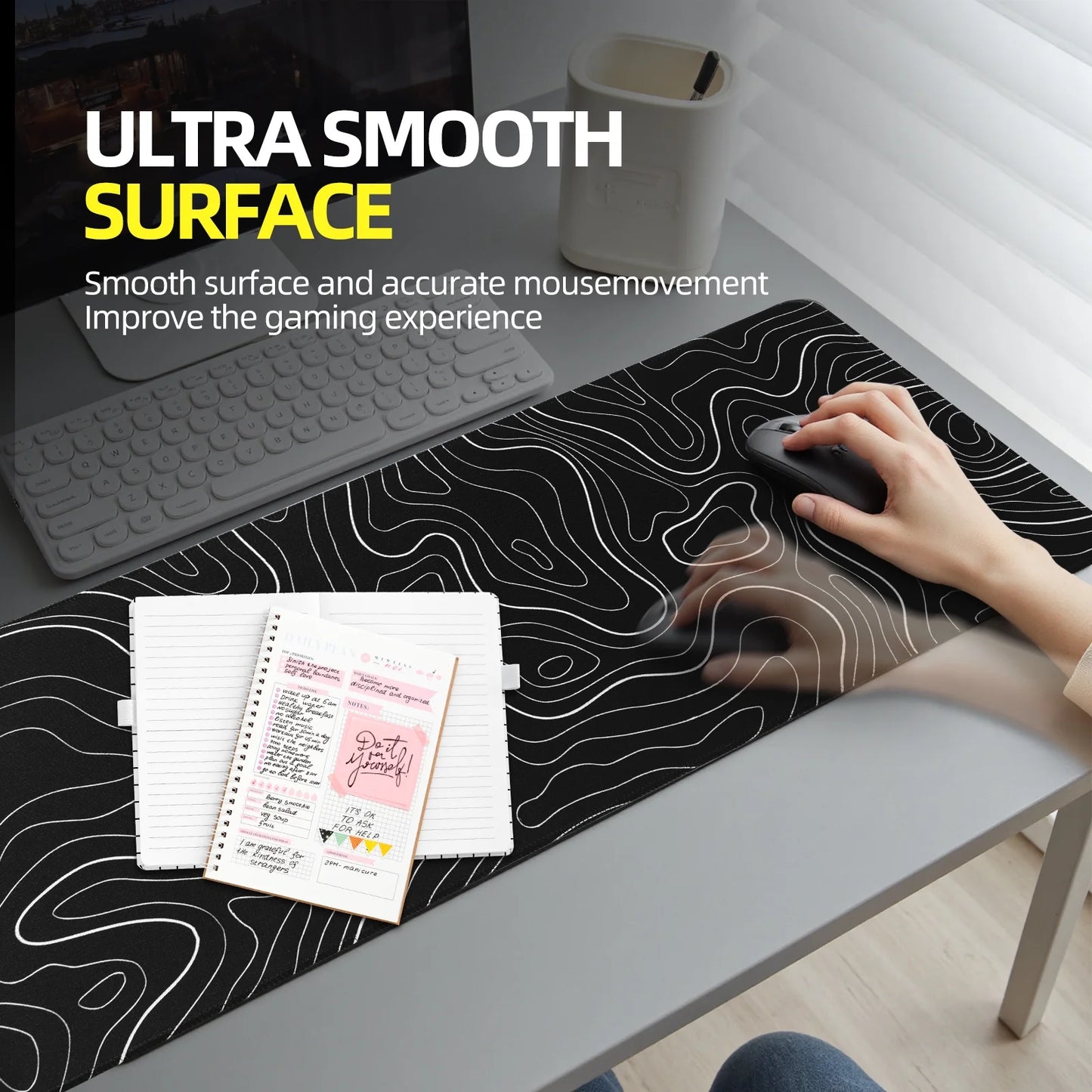 Mouse Pad Gaming Mousepad 31.5 X 11.8 X0.12In Large Mouse Pad for Keyboard and Mouse with Anti-Slip Rubber Base, Keyboard Pad XL Mouse Mat for Home and Office(Black)