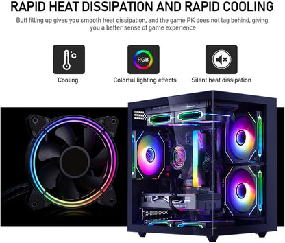 Prebuilt Gaming PC, Black, Ryzen5 6Cores 3.6G-4.1G, DDR4 3200Mhz 16G RAM, Nvme 512G SSD, Radeon RX560 4G, WIFI6 Desktop Computers Business Home