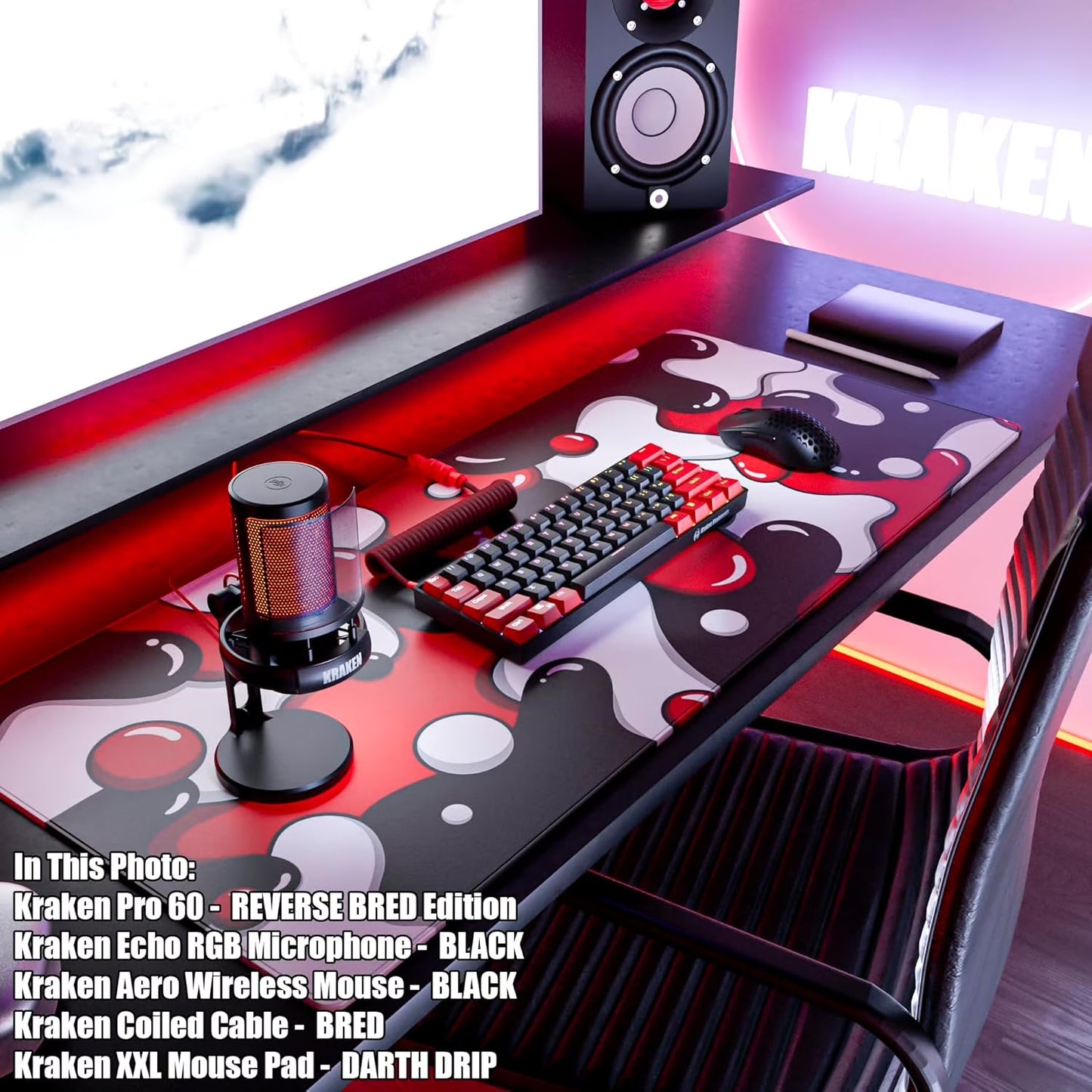 Gaming Mouse Pad Large Red XXL Mouse Pad for Gaming - Desk Mat for Keyboard - Thick Artisan Mousepad for Desk (Darth Drip)
