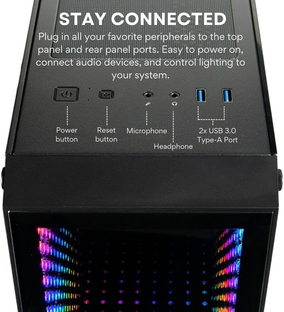 Continuum Mini Gaming Desktop - NVIDIA Geforce RTX 5060 Ti 16GB, AMD 8-Core Ryzen 7 5700X Processor, 32GB RAM, 2TB Nvme SSD, Wifi, Windows 11 Pro - Tiny Liquid Cooled RGB Gamer Computer