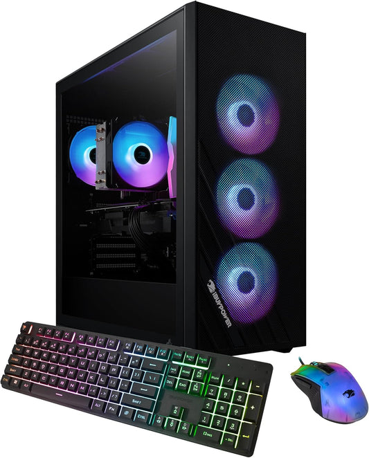 Ibuypower Scale Gaming PC Desktop AMD Ryzen 5 8400F CPU, NVIDIA Geforce RTX 5050 8GB GPU, 16GB DDR5 RGB 5200Mhz RAM, 1TB Nvme SSD, Windows 11 Home, Computer with Gamer Keyboard and Mouse - SCA5N5501