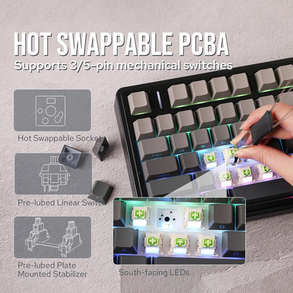 F75 Wireless Mechanical Keyboard(Black)