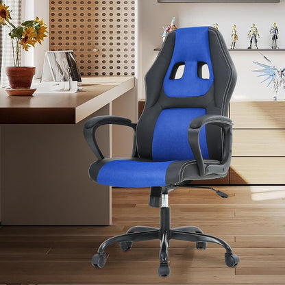 Ergonomic Gaming Chair, Lumbar Support, Swivel Rolling for Women, Men(Blue)