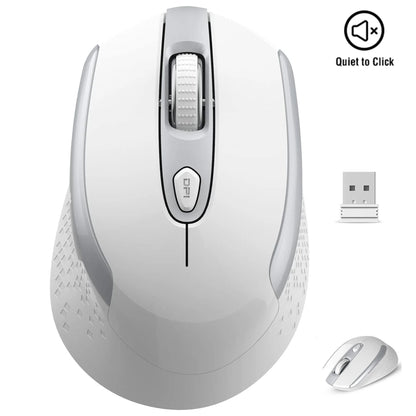 Wireless Computer Mouse, 2.4G Silent Cordless Mouse for Laptop, Mouse with 6 Buttons and 3 Adjustable DPI for Laptop, Deskbtop, Macbook , PC (White)