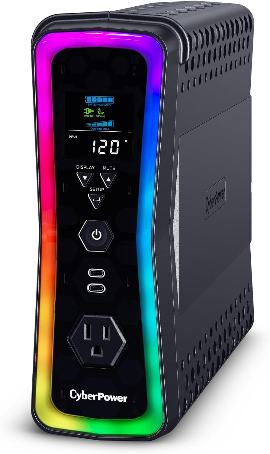 Cyberpower GX150C2 Gaming UPS Battery Backup and Surge Protector, 1500VA/1000W, RGB Lighting, 13 Outlets, USB‑C Charging, UL Certified