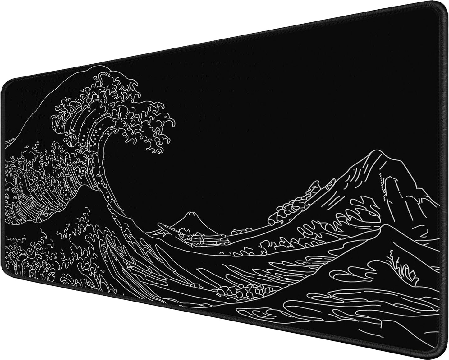 Large Gaming Mouse Pad, XXL Extended Computer Keyboard Mouse Mat with Stitched Edges, 31.5" X 15.7" Non-Slip Waterproof Rubber Base Long Mousepad for Work, Game, Office, Home, Waves Line
