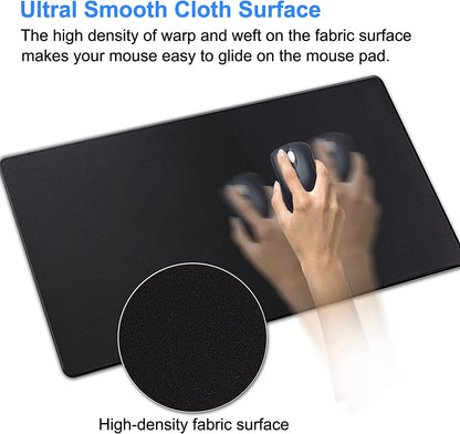 Gaming Mouse Pad Size 27.5X11.8,New Non-Slip Rubber & Waterproof Black Mousepad with Stitched Edges for Gaming, Office & Home 70X30 Black01