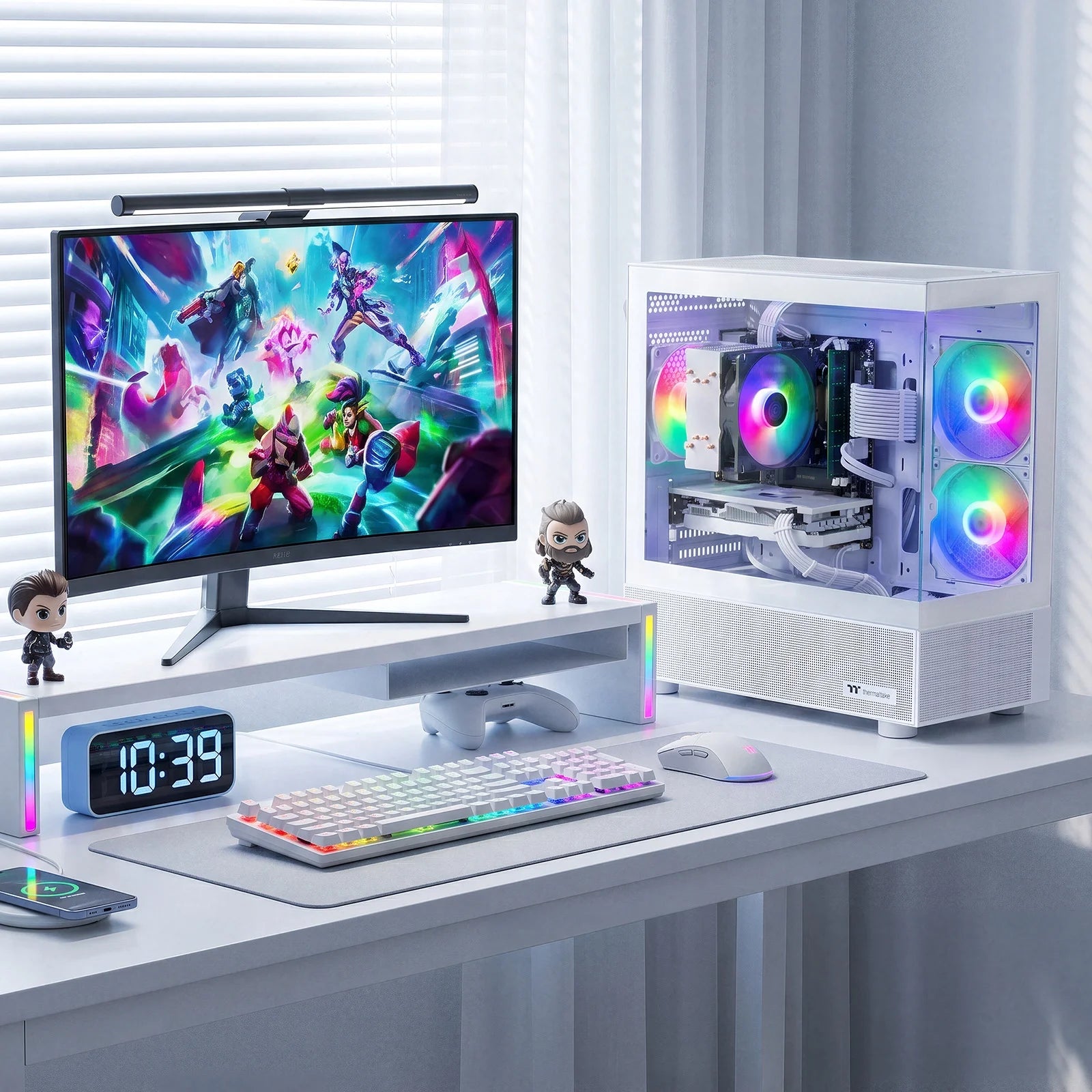 Gaming PC Desktop Computer, Intel Core I7 up to 4.0Ghz, GTX 1660 Super 6GB, 16GB RAM, 512GB M.2 SSD, BX3 550W 80PLUS Bronze PSU, Wifi 5, RGB Fan X5, Windows 11 Home, White PC