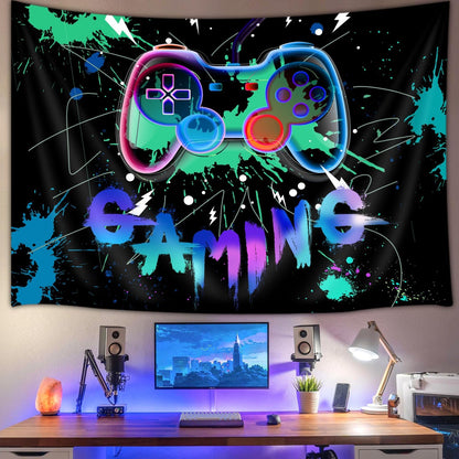 Gaming Tapestry for Boys Room, Boy Tapestry Game Wall Hanging for Gamer Wall Decor, Cool Funny Game Room Decor for Boys-Men Blue Tapestries, 60X40 Inch