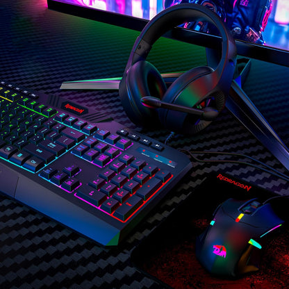 S101-3 Wired RGB Backlit Gaming Keyboard and Mouse Combo, Programmable Keyboard and Mouse (800-7200DPI), Gaming Headset Mouse Pad Combo All in 1 PC Gamer Bundle for Windows PC (Black)