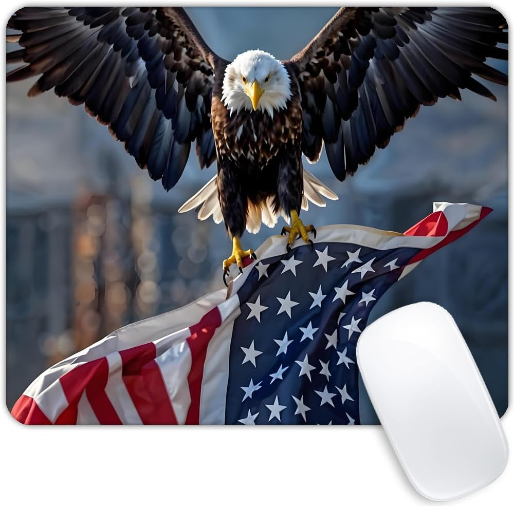 Eagle and American Flag Mouse Pad Customized Mousepad Non-Slip Rubber Base Mouse Pads for Computers Laptop Office Desk Accessories Mouse Pad