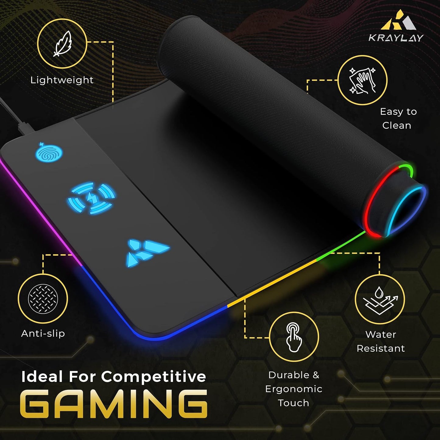 XXL RGB Gaming Mouse Pad with Wireless Charger, 11 Colors LED Mouse Mat with 15W Fast Charging, Non Slip Extended Big Mousepad, Black Mouse Pad for Laptop, PC, Office Best