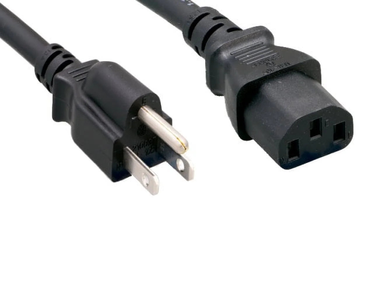 1 Feet Ft Standard US 3 Prongs AC Power Cord NEMA5-15P/IEC320 C13 18 AWG 10A 125V Black