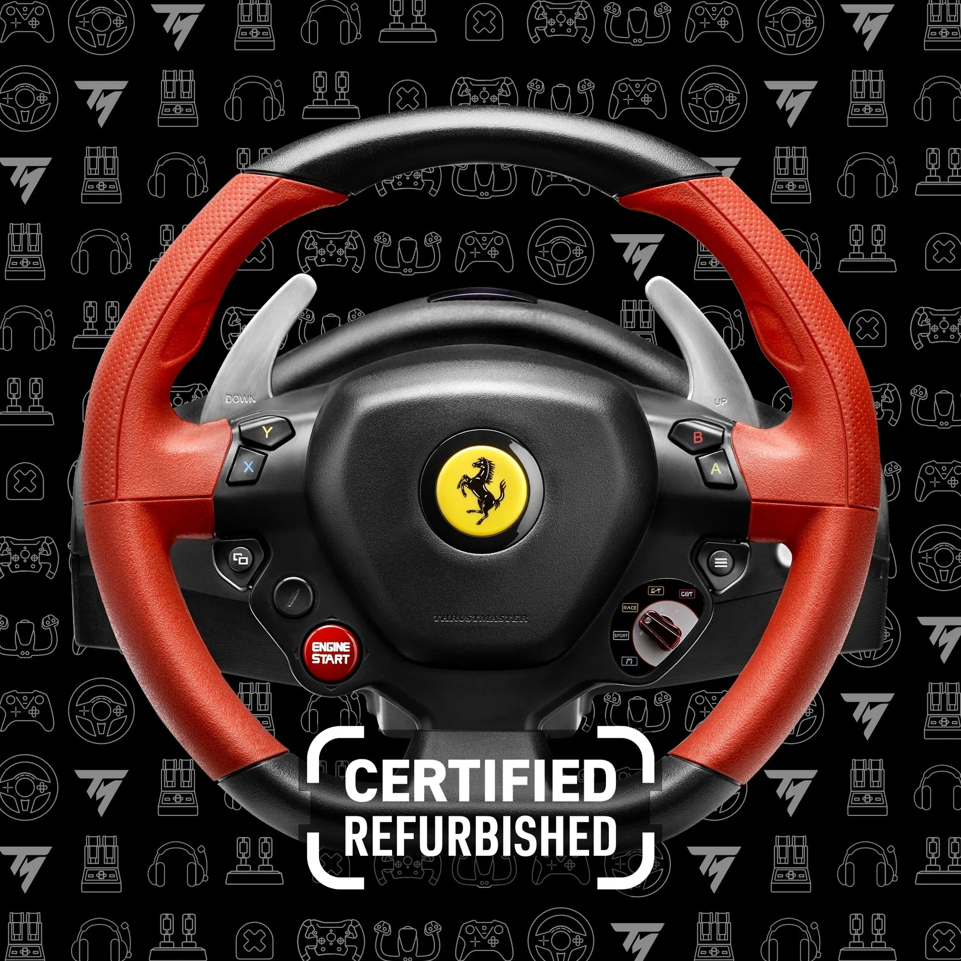 Restored  Ferrari 458 Spider Racing Wheel for Xbox One, Black, Red, Multicolor 1 Count