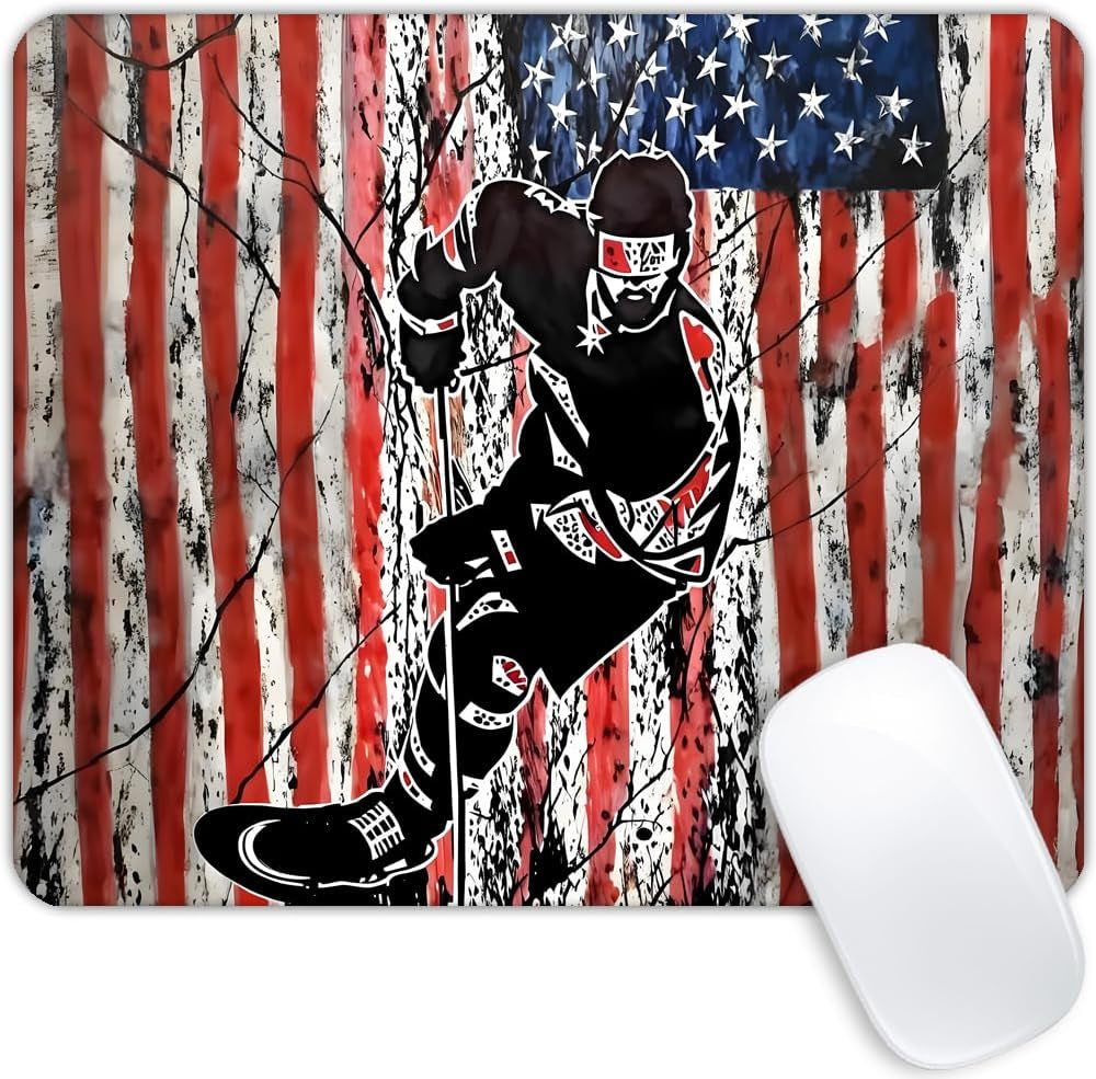 Ice Hockey America Flag Mouse Pad Customized Mousepad Non-Slip Rubber Base Mouse Pads for Computers Laptop Office Desk Accessories Mouse Pad
