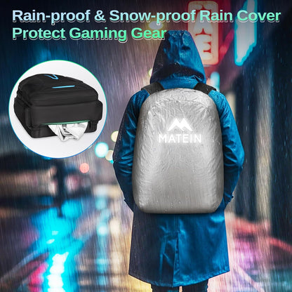 18 Inch Gaming Backpack with Thick Padded Laptop Compartment, anti Theft Extra Large Laptop Backpack with Rain Cover, Waterproof Travel Bag with Tech Organizer for Gaming Accessories