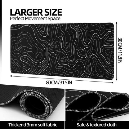 Mouse Pad Gaming Mousepad 31.5 X 11.8 X0.12In Large Mouse Pad for Keyboard and Mouse with Anti-Slip Rubber Base, Keyboard Pad XL Mouse Mat for Home and Office（Black)