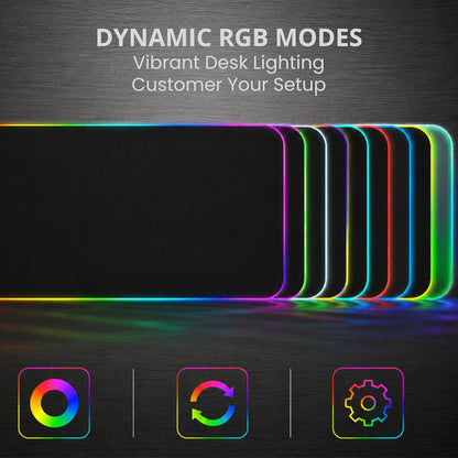 RGB Mouse Pad 35.4×15.7 Inches – Extended LED Mouse Pad with 14 Lighting Modes, Gaming Desk Mat, PC Gaming Accessories, Large Keyboard Pad with Non-Slip Rubber Base.