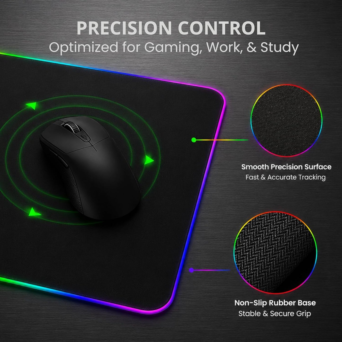 RGB Mouse Pad 35.4×15.7 Inches – Extended LED Mouse Pad with 14 Lighting Modes, Gaming Desk Mat, PC Gaming Accessories, Large Keyboard Pad with Non-Slip Rubber Base.