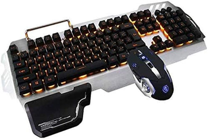 Wired Gaming Keyboard Mouse Combo LED Rainbow Backlit Gaming Keyboard RGB Gaming Mouse Ergonomic Wrist Rest 104 Keys Keyboard Mouse for Windows & Mac PC Gamers
