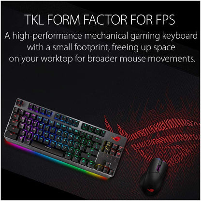 ASUS RGB Mechanical Gaming Keyboard - ROG Strix Scope TKL | Cherry MX Brown Switches | 2X Wider Ctrl Key for FPS Precision | Gaming Keyboard for PC, Black