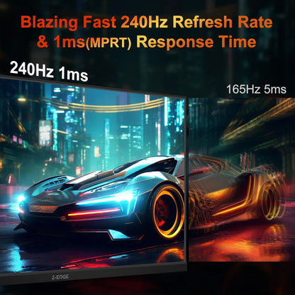 24.5 Inch 240Hz Gaming Monitor, FHD 1080P VA Display, 1Ms MPRT, AMD Freesync, HDR Support, VESA Mount Compatible