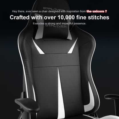 GTRACING Music Gaming Chair with Footrest Ergonomic Reclining PU Leather Office Chair, White
