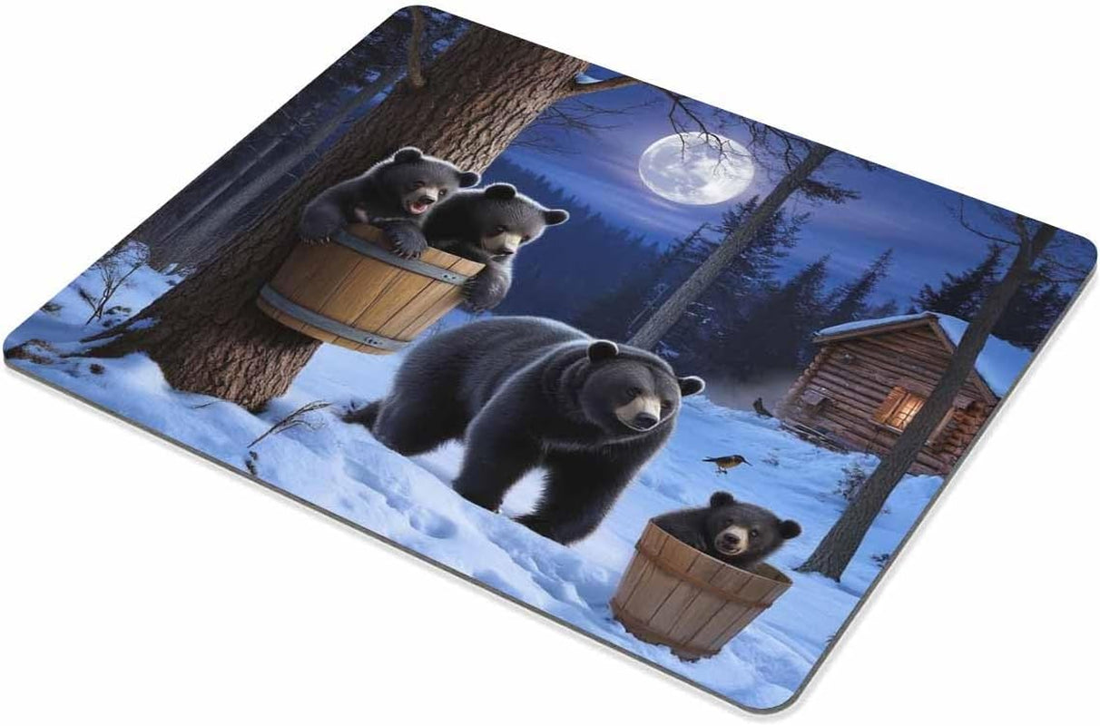 Gaming Mouse Pad Custom,Winter Bear Non-Slip Rubber Large Mouse Pad