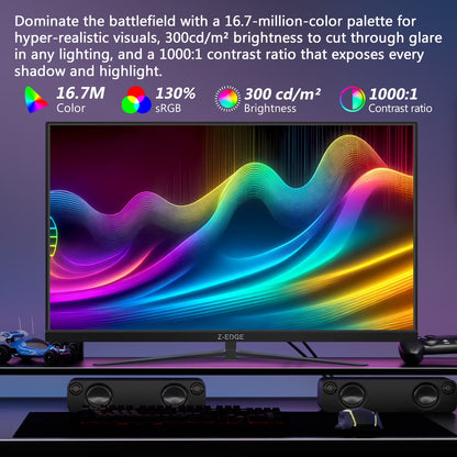 24.5 Inch 300Hz Gaming Monitor, FHD 1080P IPS Display, 1Ms MPRT, AMD Freesync, HDR Support, VESA Mount Compatible