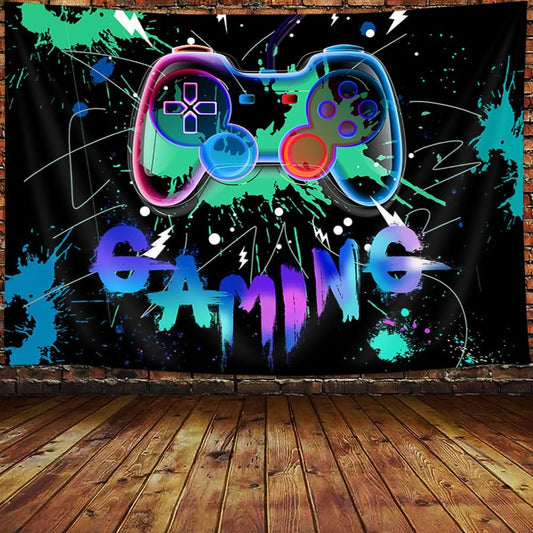 Gaming Tapestry for Boys Room, Boy Tapestry Game Wall Hanging for Gamer Wall Decor, Cool Funny Game Room Decor for Boys-Men Blue Tapestries, 60X40 Inch