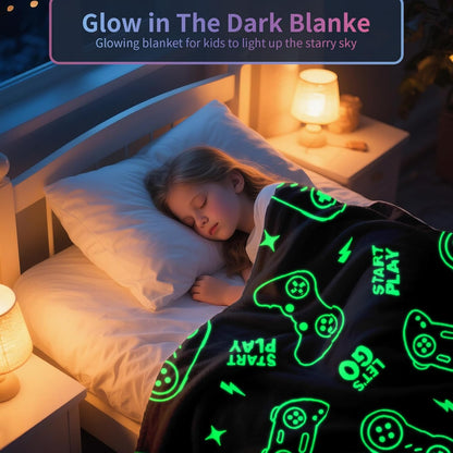 Gaming Blanket for Boys, Glow in the Dark Gamer Blankets for Teen Boys, Gaming Gifts for Men, Cool Gamer Gifts, Birthday 40"X 60"