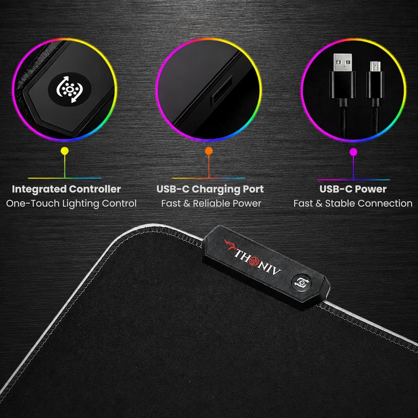 RGB Mouse Pad 35.4×15.7 Inches – Extended LED Mouse Pad with 14 Lighting Modes, Gaming Desk Mat, PC Gaming Accessories, Large Keyboard Pad with Non-Slip Rubber Base.
