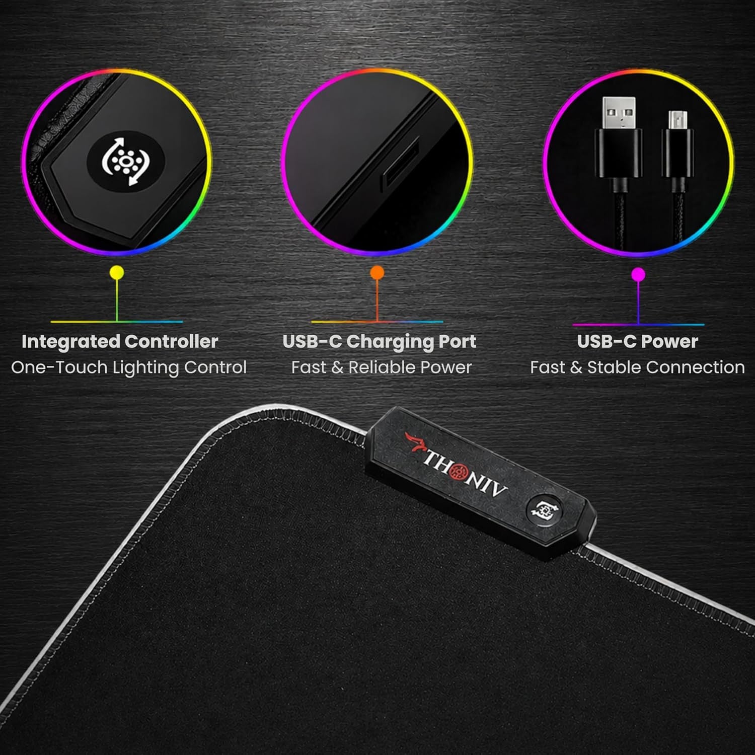 RGB Mouse Pad 35.4×15.7 Inches – Extended LED Mouse Pad with 14 Lighting Modes, Gaming Desk Mat, PC Gaming Accessories, Large Keyboard Pad with Non-Slip Rubber Base.