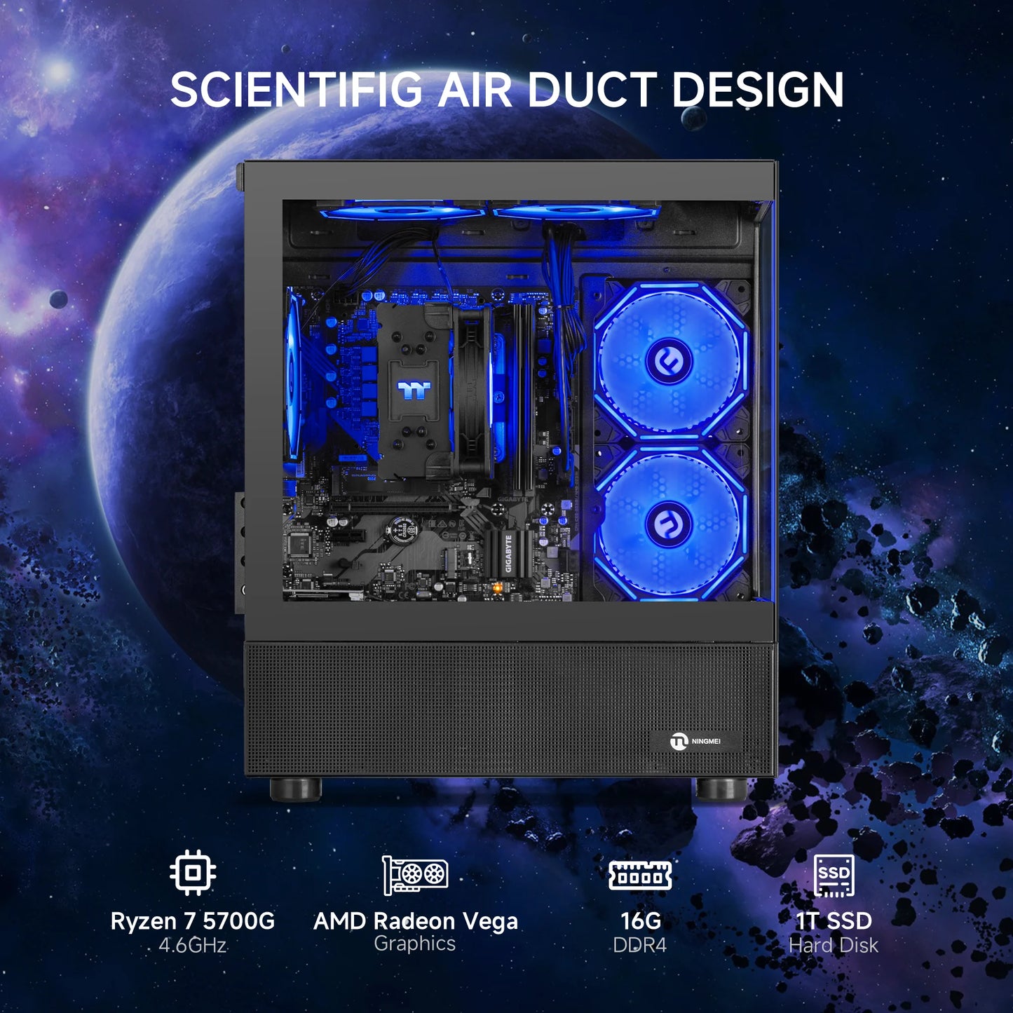 Gaming PC AMD Ryzen 7 5700G 16GB RAM 1TB SSD Wifi Windows 11 Gaming Desktop
