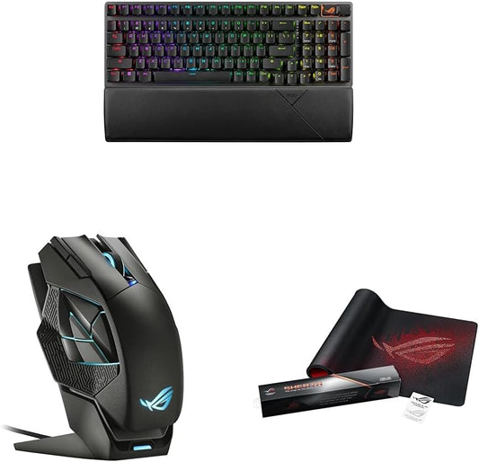 ROG Strix Scope II 96 Wireless Gaming Keyboard & ROG Spatha X Wireless Gaming Mouse & ROG Sheath Extended Gaming Mouse Pad