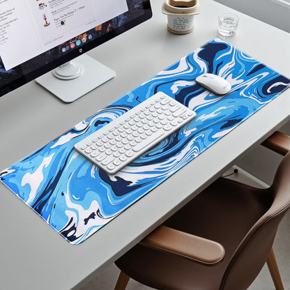 Gaming Mouse Pad, Fluid Pattern Mouse Pad 31.5X11.8Inch Large Extended Computer Mouse Mat Keyboard Full Desk Mousepad for Gaming, Office, Home-Blue