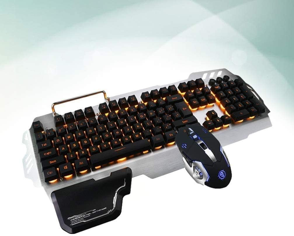 Wired Gaming Keyboard Mouse Combo LED Rainbow Backlit Gaming Keyboard RGB Gaming Mouse Ergonomic Wrist Rest 104 Keys Keyboard Mouse for Windows & Mac PC Gamers