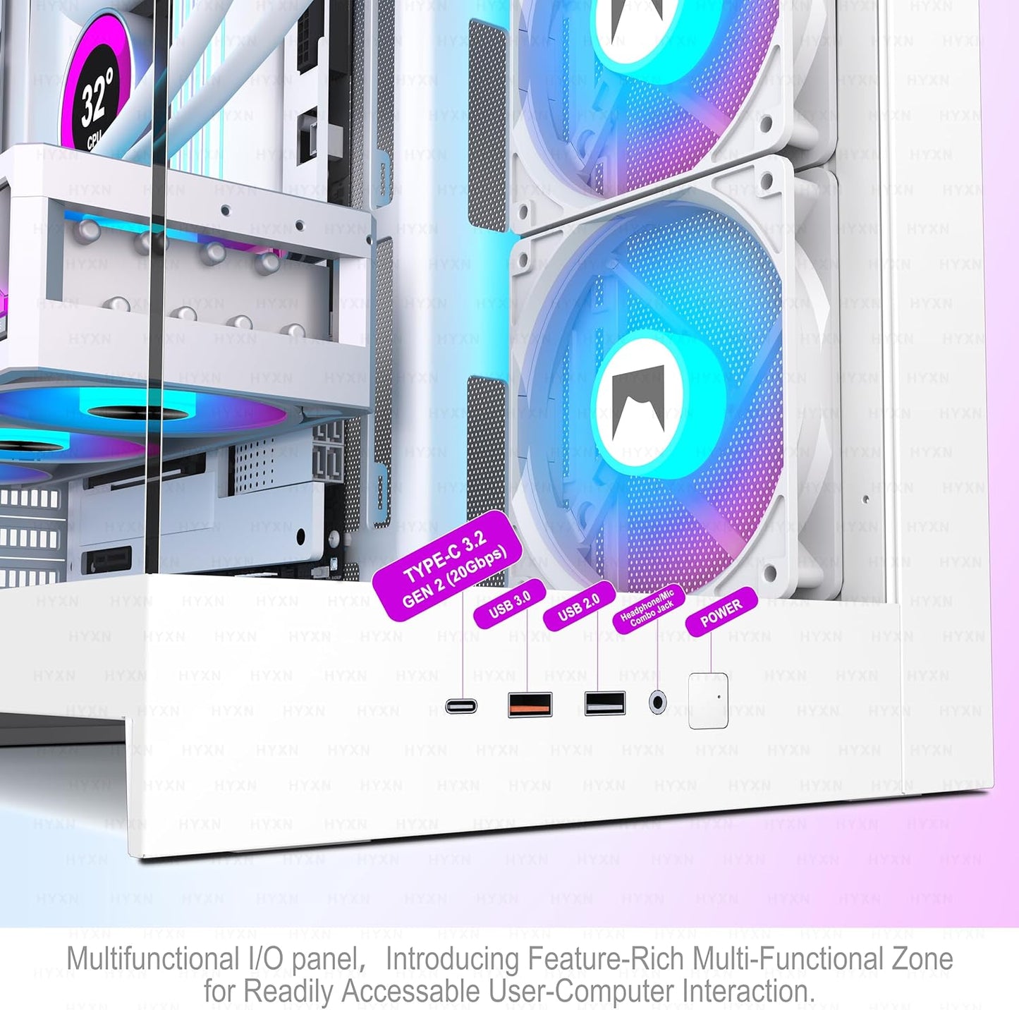 H2 (2026)  ATX PC Case, Pre-Installed 8 PWM ARGB Fans (6X140Mm,2X120Mm), Large Dual-Chamber ATX Mid-Tower Airflow Computer Case, Gaming PC Case, 420Mm Radiator Support, Type-C 3.2 (White RGB)