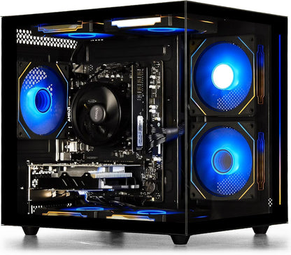 Prebuilt Gaming PC, Black, Ryzen5 6Cores 3.6G-4.1G, DDR4 3200Mhz 16G RAM, Nvme 512G SSD, Radeon RX560 4G, WIFI6 Desktop Computers Business Home