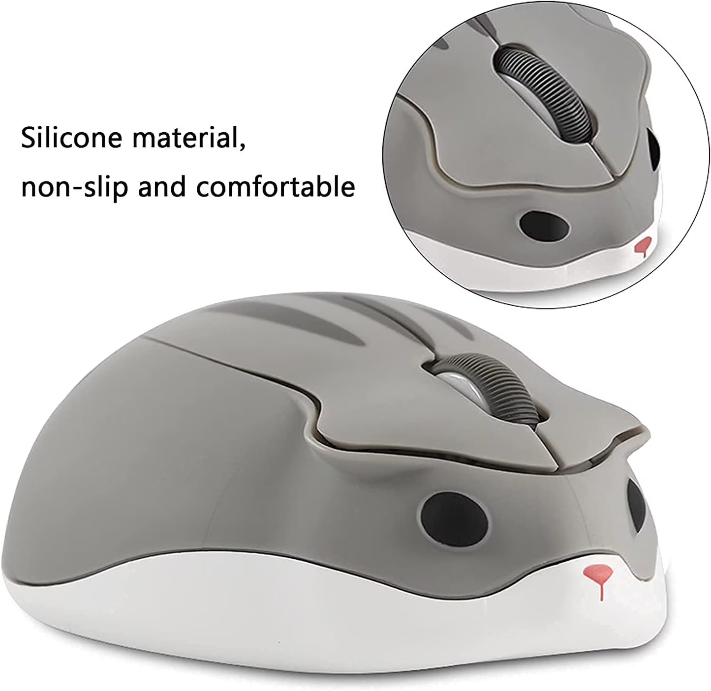 Wireless Mouse, Silent Cute Hamster Shape Computer Mouse, 2.4Ghz 1200DPI Optical Mouse with USB Receiver, Cordless Mouse for Laptop Computer