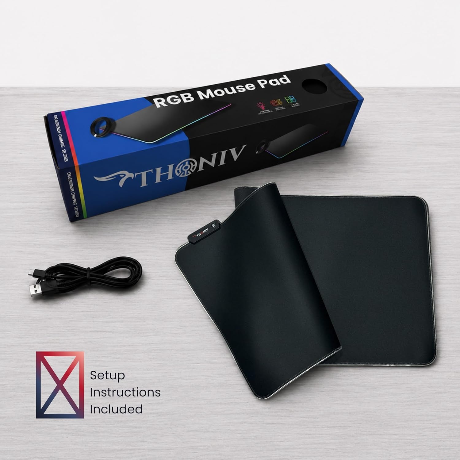 RGB Mouse Pad 35.4×15.7 Inches – Extended LED Mouse Pad with 14 Lighting Modes, Gaming Desk Mat, PC Gaming Accessories, Large Keyboard Pad with Non-Slip Rubber Base.