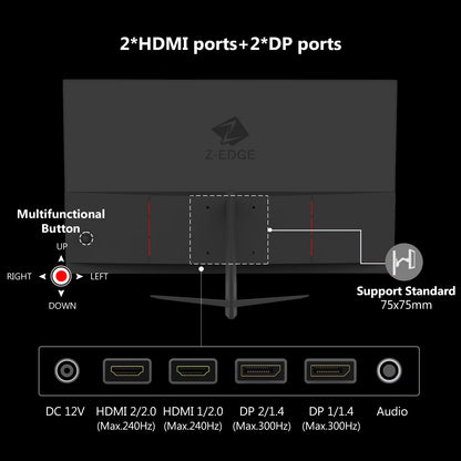 24.5 Inch 300Hz Gaming Monitor, FHD 1080P IPS Display, 1Ms MPRT, AMD Freesync, HDR Support, VESA Mount Compatible