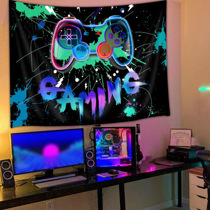 Gaming Tapestry for Boys Room, Boy Tapestry Game Wall Hanging for Gamer Wall Decor, Cool Funny Game Room Decor for Boys-Men Blue Tapestries, 60X40 Inch