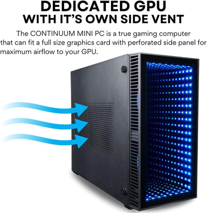 Continuum Mini Gaming Desktop - NVIDIA Geforce RTX 5060 Ti 16GB, AMD 8-Core Ryzen 7 5700X Processor, 32GB RAM, 2TB Nvme SSD, Wifi, Windows 11 Pro - Tiny Liquid Cooled RGB Gamer Computer