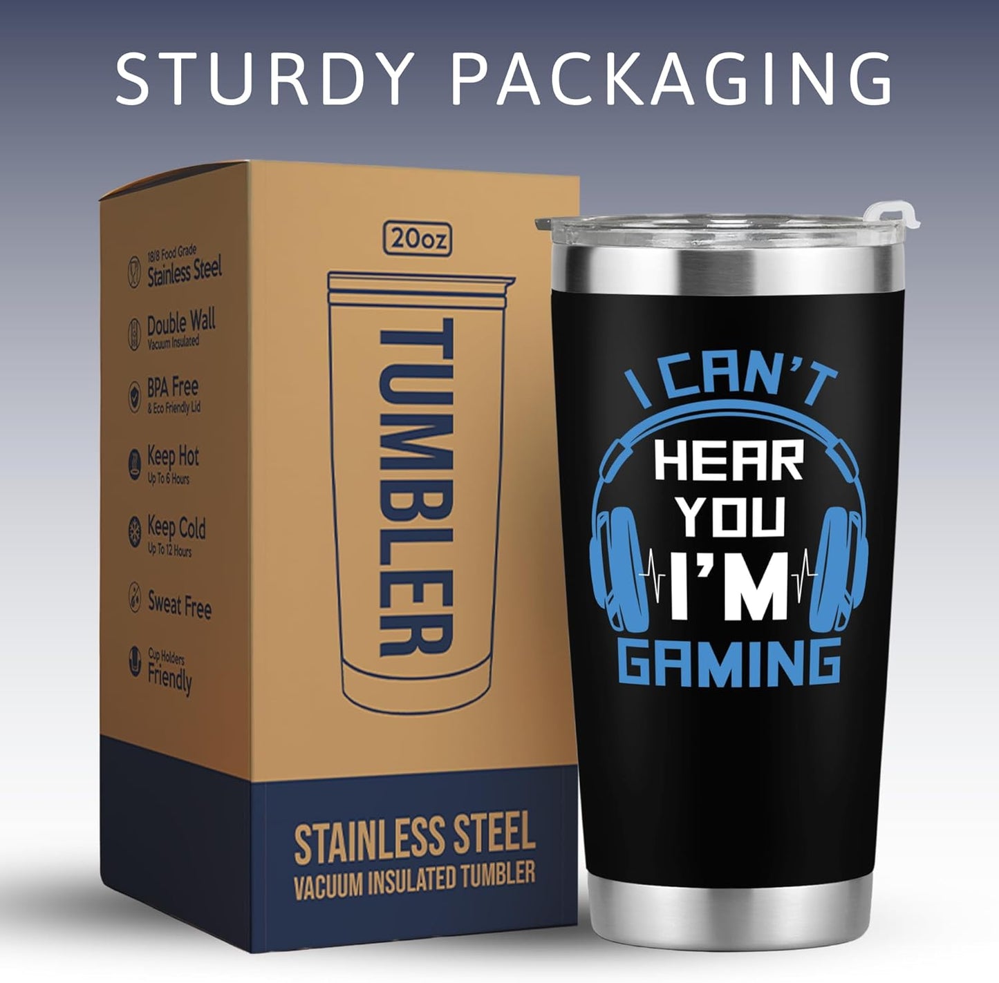 Gaming Gifts for Men, Boys, Women, Boyfriend - Fathers Day Game Gift - I Can'T Hear You I'M Gaming Gift - 20 Oz Stainless Steel Tumbler