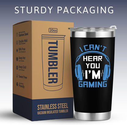 Gaming Gifts for Men, Boys, Women, Boyfriend - Fathers Day Game Gift - I Can'T Hear You I'M Gaming Gift - 20 Oz Stainless Steel Tumbler