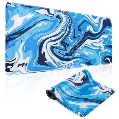 Gaming Mouse Pad, Fluid Pattern Mouse Pad 31.5X11.8Inch Large Extended Computer Mouse Mat Keyboard Full Desk Mousepad for Gaming, Office, Home-Blue