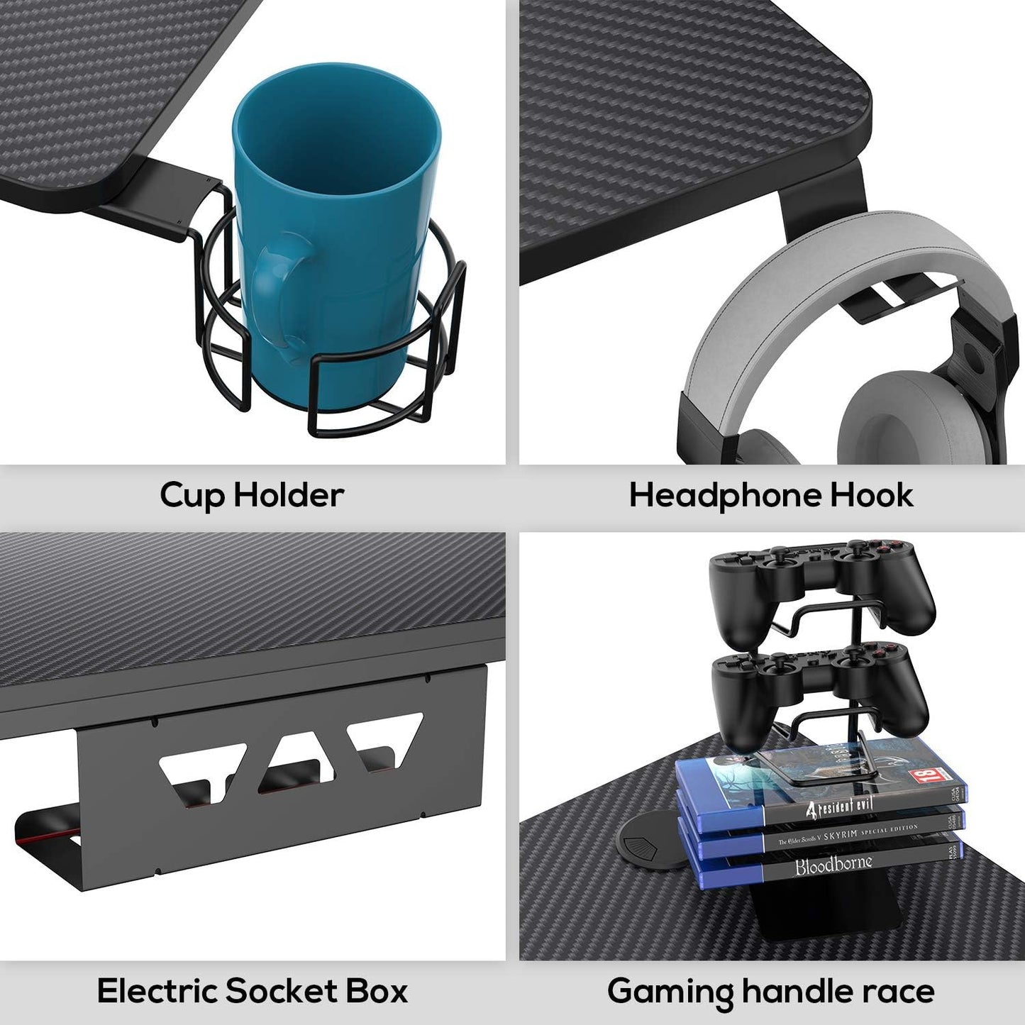 Gaming Desk 31 Inch Gaming Table for Small Spaces X Shaped Gamer Workstation with Handle Rack Cup Holder Headphone Hook,Black