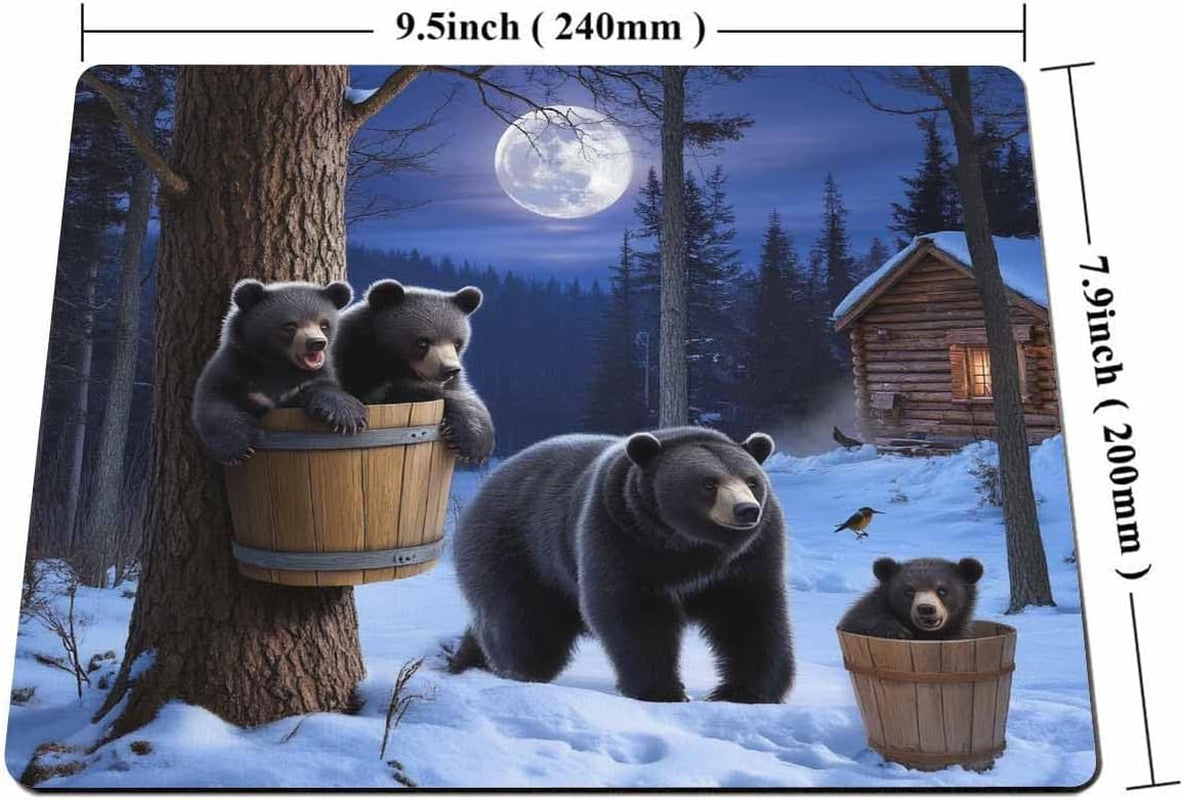 Gaming Mouse Pad Custom,Winter Bear Non-Slip Rubber Large Mouse Pad